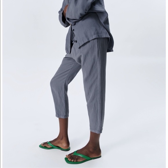 Zara Linen Tie-Waist Pants - Picture 3 of 6